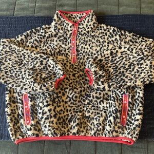 THE GREAT Countryside Leopard/Floral Fleece Pullover